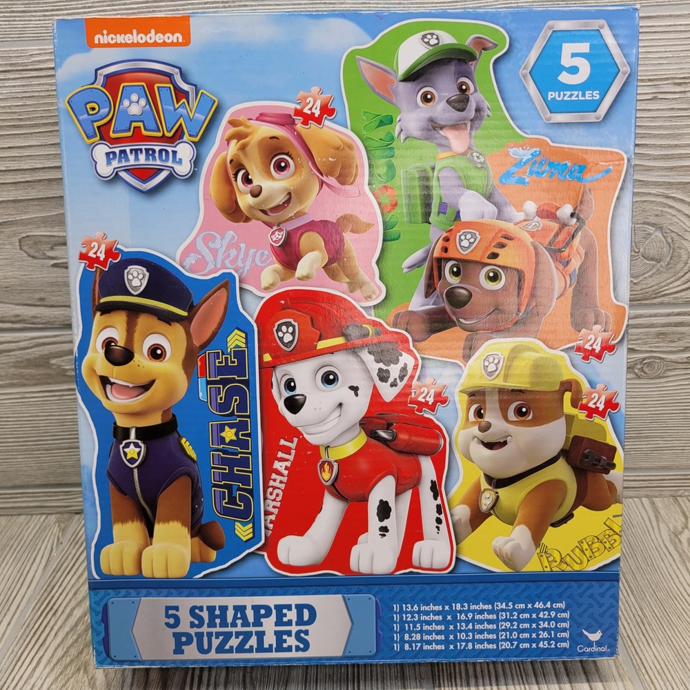 Nickelodeon Paw‎ Patrol 5 Shaped Puzzles Chase Skye Rubble Marshall Rocky Zuma